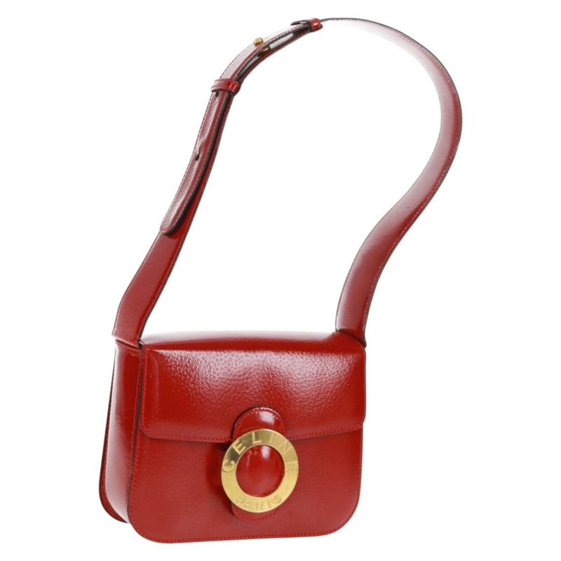 【日本直送】CELINE 圓背包 皮革 紅色 金色 正品 SW1866V-0