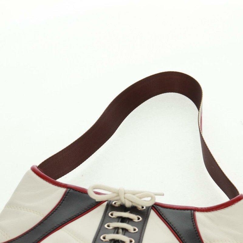 【日本直送】CELINE 2002年世界盃單肩包 白色銀色皮革 正品 163496V-7