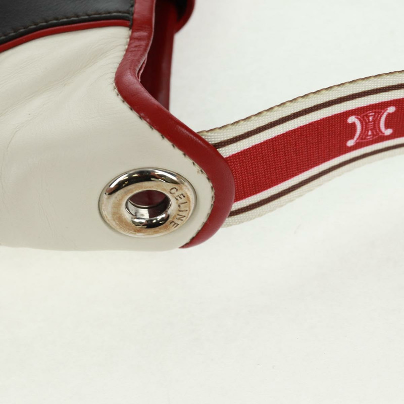 【日本直送】CELINE 2002年世界盃單肩包 白色銀色皮革 正品 163496V-17