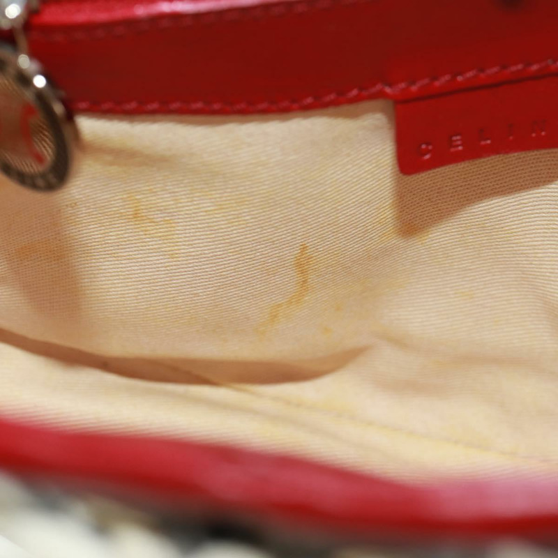 【日本直送】CELINE 2002年世界盃單肩包 白色銀色皮革 正品 163496V-23