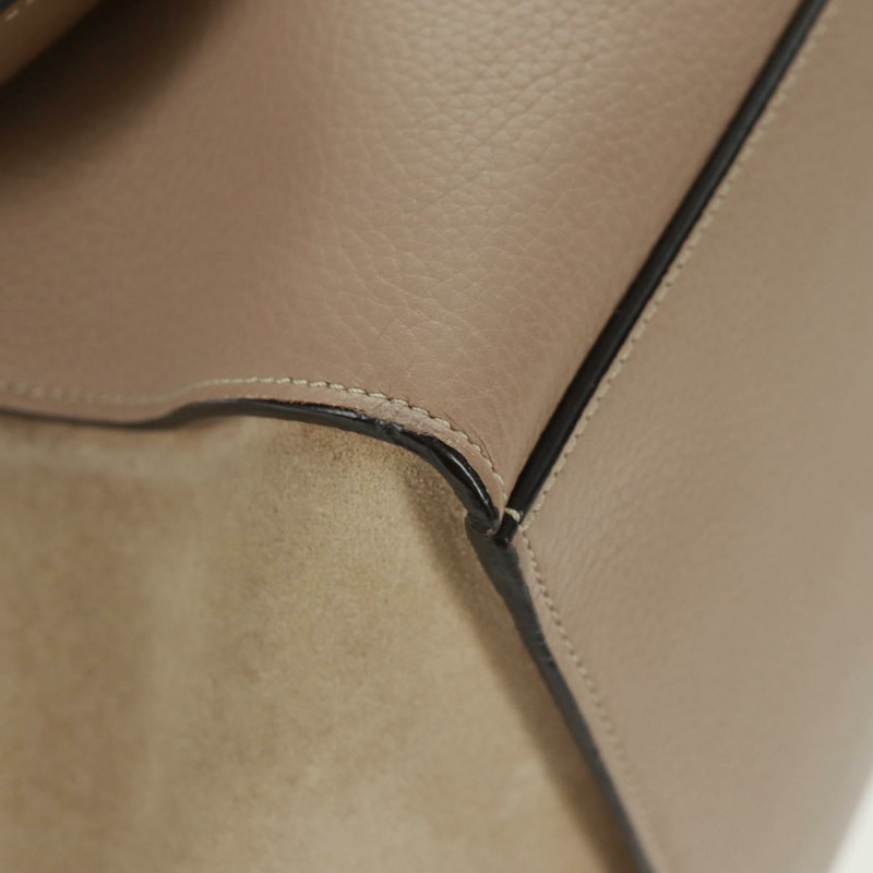【日本直送】CELINE Trapeze 手提包 絨面革 2way 米色 銀色 Auth 154261V-15