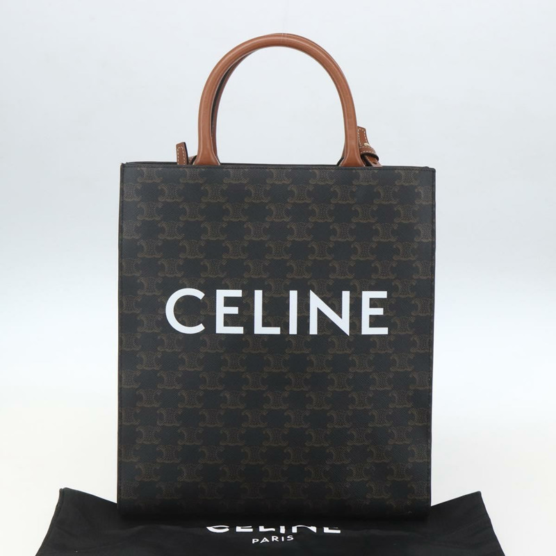 【日本直送】CELINE Triomphe Vertical Cabas 手提包 PVC 2way 棕色 Auth ka1656SAM-11