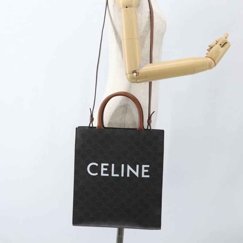 【日本直送】CELINE Triomphe Vertical Cabas 手提包 PVC 2way 棕色 Auth ka1656SAM-22