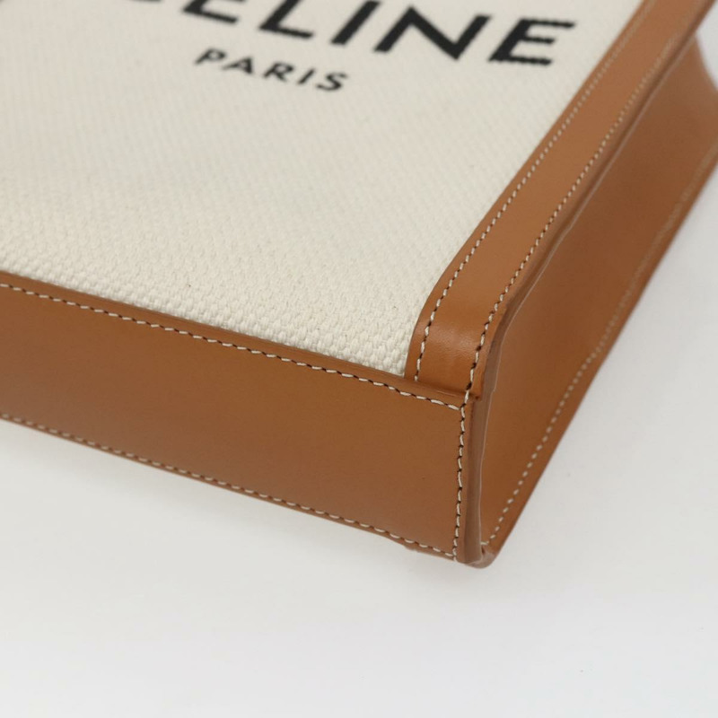 【日本直送】CELINE Triomphe Vertical Cabas Mini Bag 皮革帆布兩用米色 Auth ka1664SAM-8