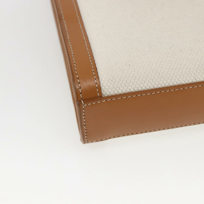 【日本直送】CELINE Triomphe Vertical Cabas Mini Bag 皮革帆布兩用米色 Auth ka1664SAM-17