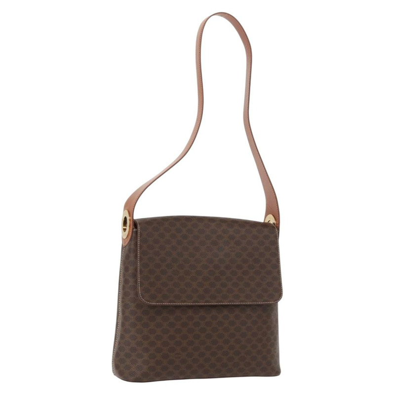 【日本直送】CELINE Macadam帆布肩背包 PVC皮革 棕色 金色 正品 ka1802V-0