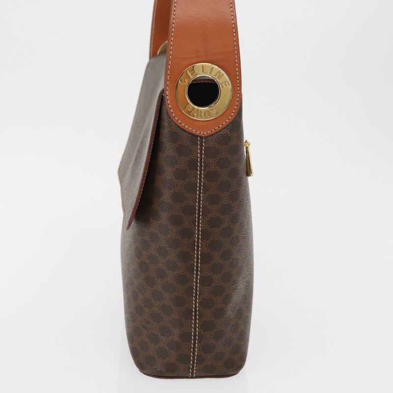 【日本直送】CELINE Macadam帆布肩背包 PVC皮革 棕色 金色 正品 ka1802V-2