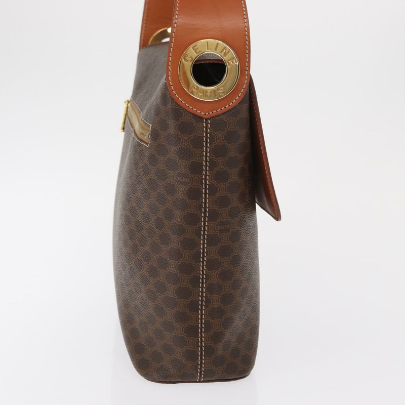 【日本直送】CELINE Macadam帆布肩背包 PVC皮革 棕色 金色 正品 ka1802V-3