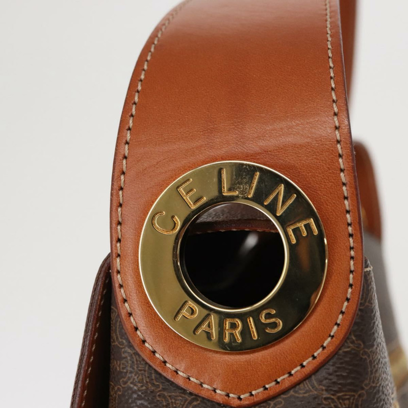 【日本直送】CELINE Macadam帆布肩背包 PVC皮革 棕色 金色 正品 ka1802V-7