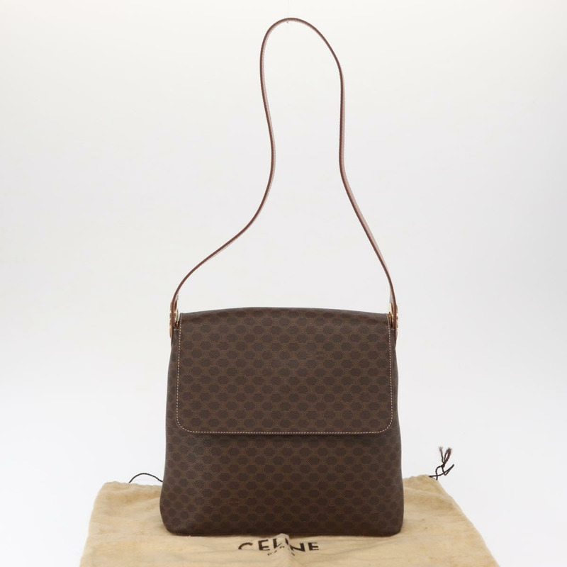 【日本直送】CELINE Macadam帆布肩背包 PVC皮革 棕色 金色 正品 ka1802V-11