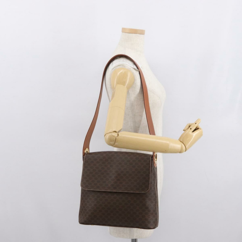 【日本直送】CELINE Macadam帆布肩背包 PVC皮革 棕色 金色 正品 ka1802V-25