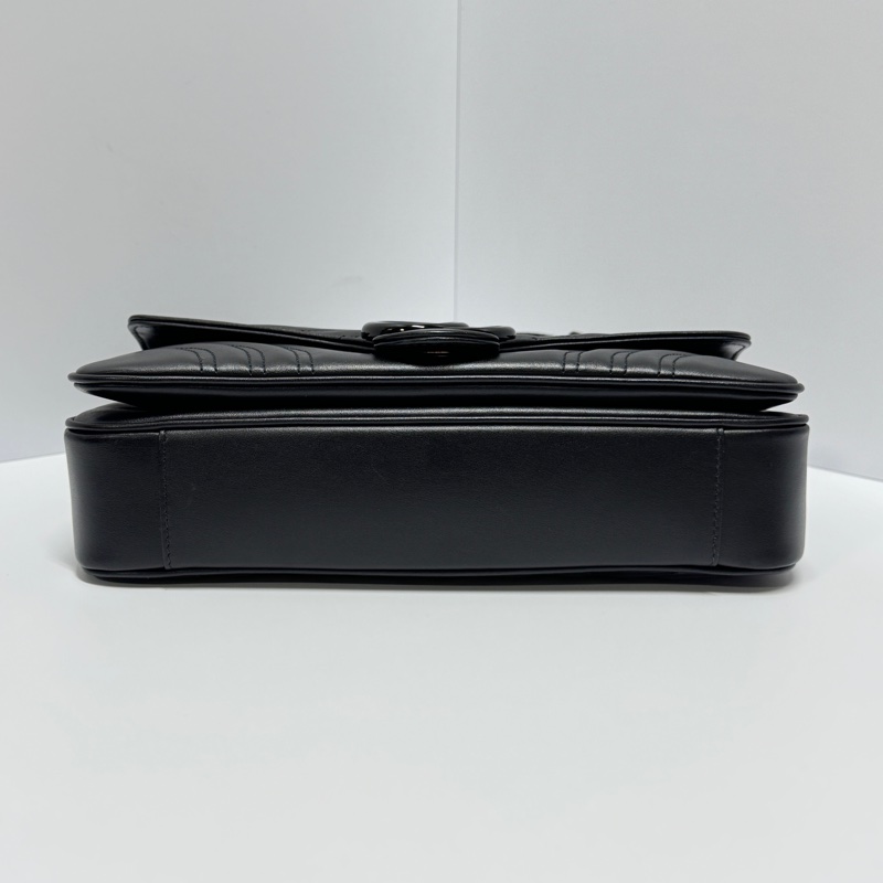 【超級新｜全配🎁】 GUCCI “so black” 全黑黑武士 法棍雙背帶 肩背包（專櫃13萬多）-7