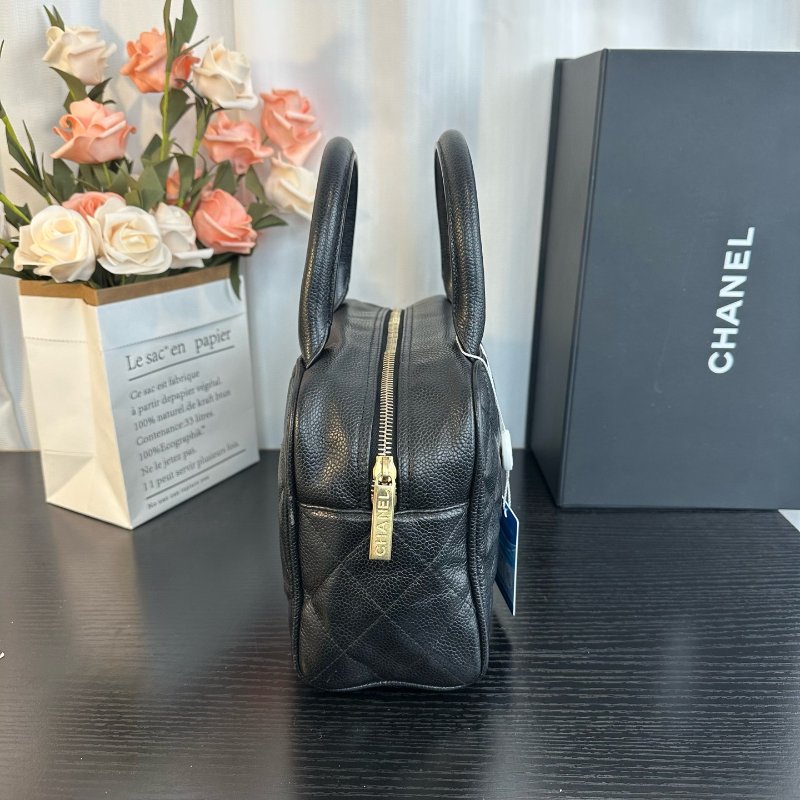 香奈兒/Chanel黑金荔枝紋小號保齡球 手提包-3