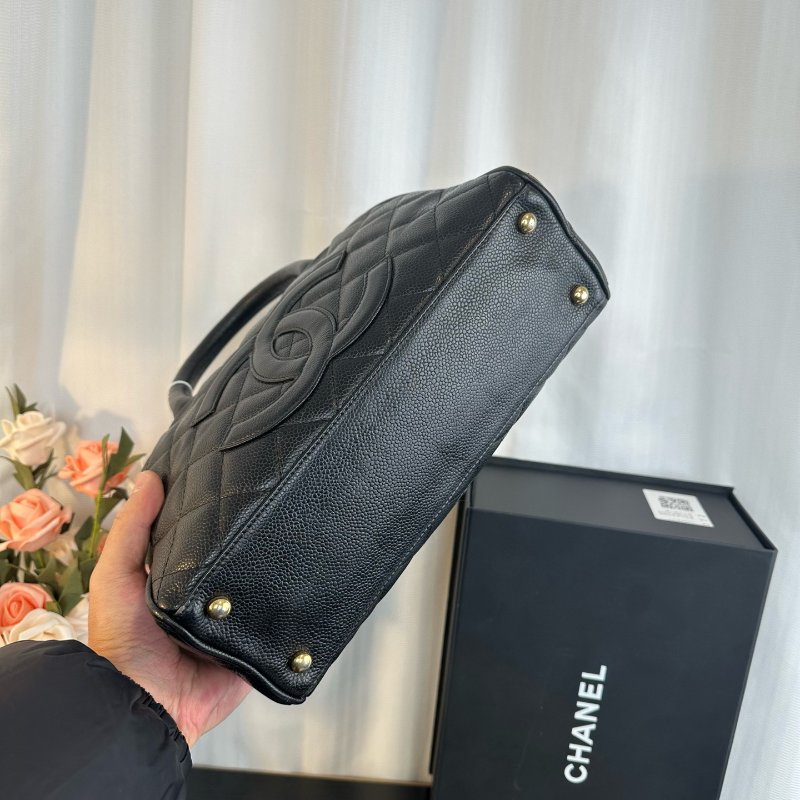 香奈兒/Chanel黑金荔枝紋小號保齡球 手提包-7