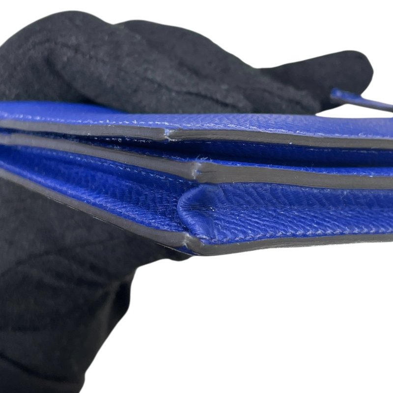 HERMES 愛馬仕 BEARN 長夾 EPSOM 普皮 藍色 銀釦-7