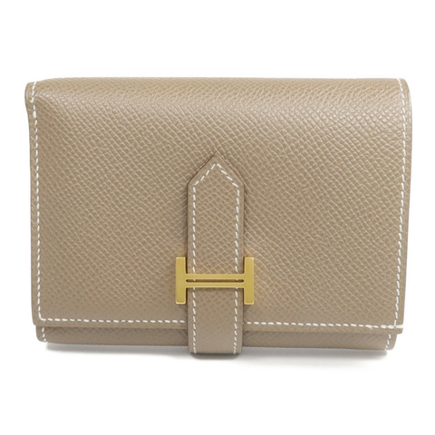 HERMES Epsom皮革Bearn Compact Wallet金扣錢包Etoupe