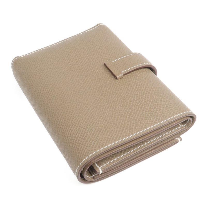 HERMES Epsom皮革Bearn Compact Wallet金扣錢包Etoupe-4