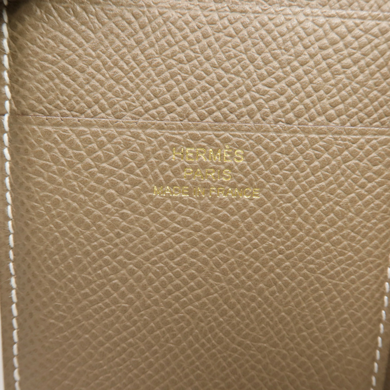 HERMES Epsom皮革Kelly Pocket Belt銀扣皮帶Gold-12