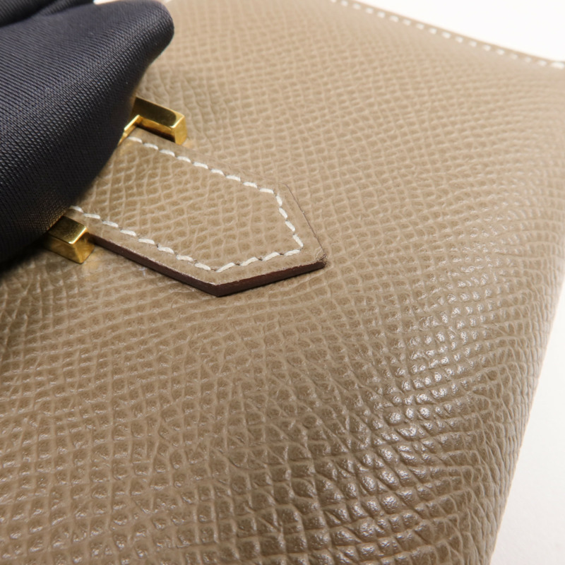 HERMES Epsom皮革Kelly Pocket Belt銀扣皮帶Gold-17