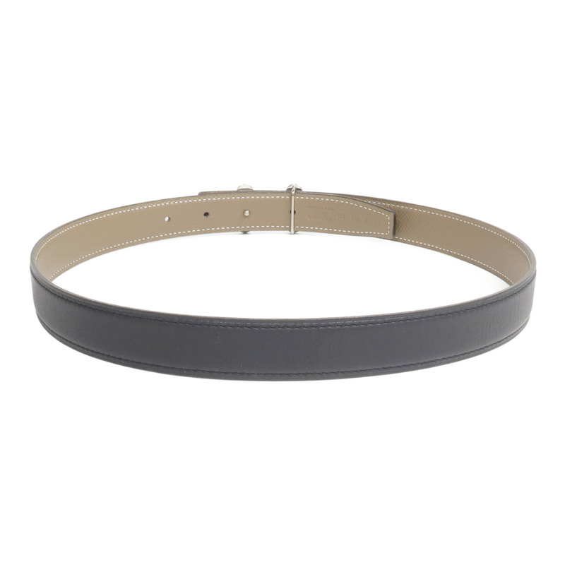 HERMES Epsom/Swift皮革Belt銀扣皮帶Etoupe/Noir-2