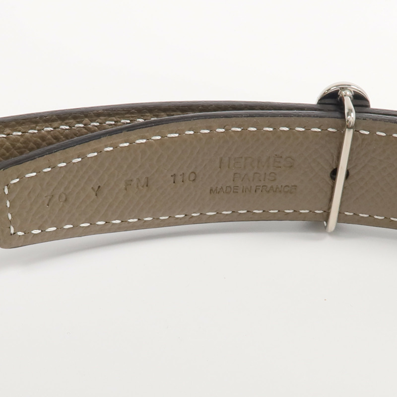 HERMES Epsom/Swift皮革Belt銀扣皮帶Etoupe/Noir-5