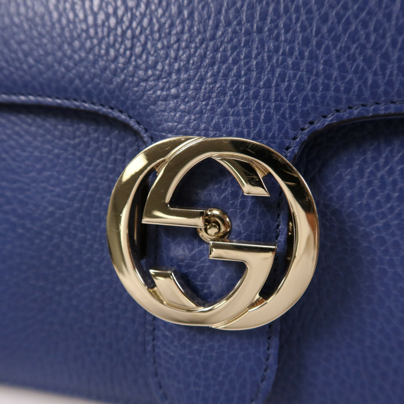 GUCCI 牛皮皮革Interlocking GG Bag金扣肩背袋-6