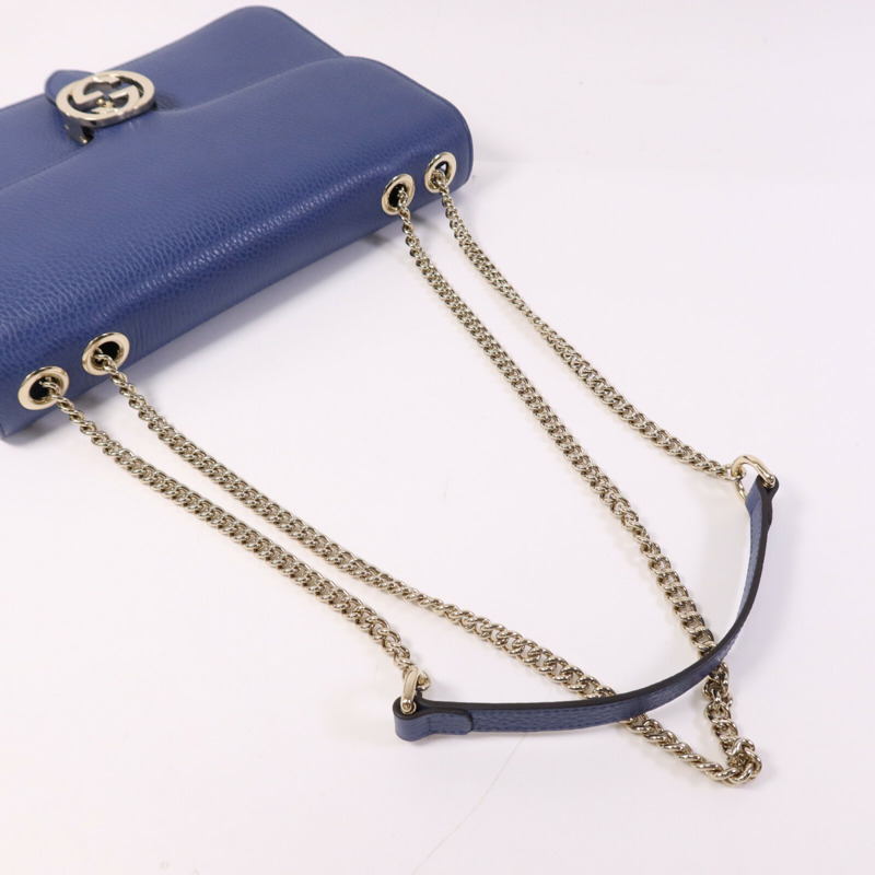 GUCCI 牛皮皮革Interlocking GG Bag金扣肩背袋-8