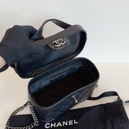 香奈兒/Chanel 孟買黑銀2way盒子包 手提/肩背包-9