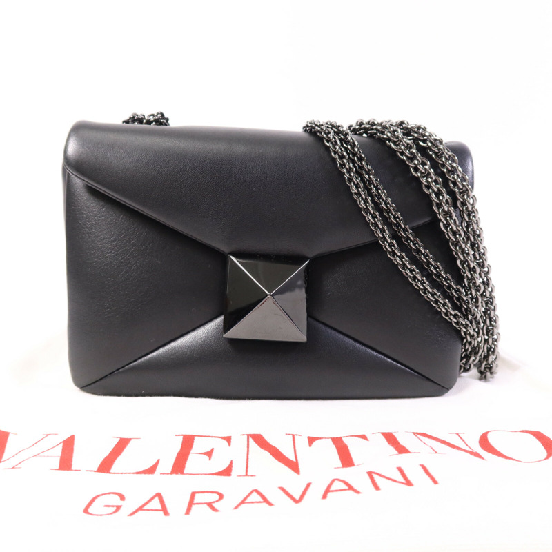 Valentino 羊皮皮革Garavani One Stud銀扣鏈帶肩背袋-7