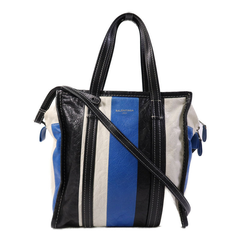 BALENCIAGA 牛皮皮革Bazaar Shopper銀扣手挽肩背兩用袋-0