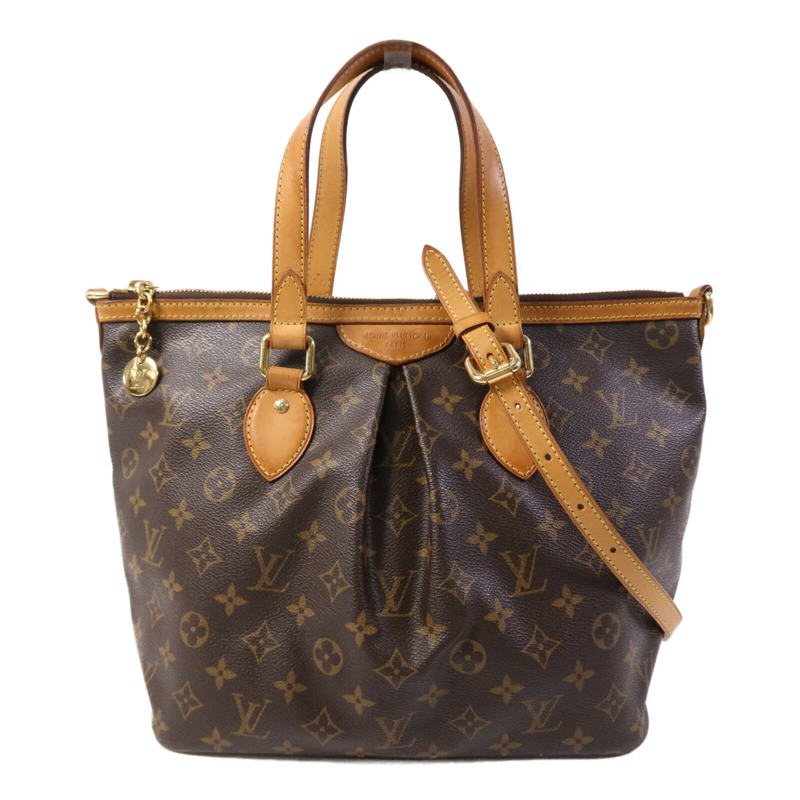 LOUIS VUITTON Monogram Palermo PM金扣手挽肩背兩用袋棕色-0