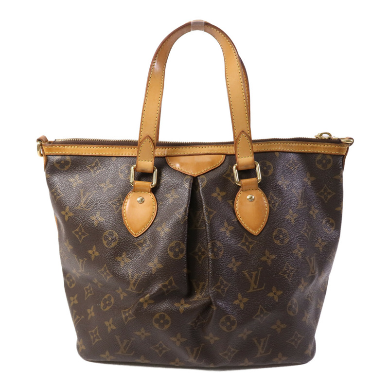 LOUIS VUITTON Monogram Palermo PM金扣手挽肩背兩用袋棕色-1
