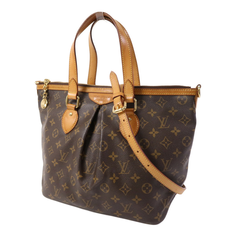 LOUIS VUITTON Monogram Palermo PM金扣手挽肩背兩用袋棕色-2