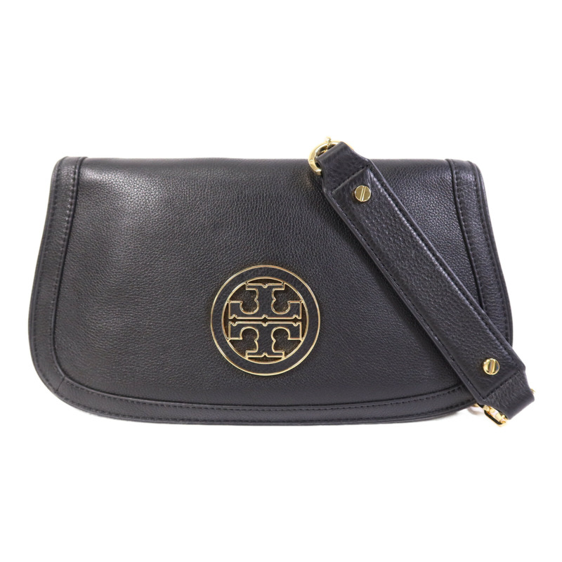Tory Burch 牛皮皮革Amanda Logo Clutch金扣鏈帶肩背袋-0