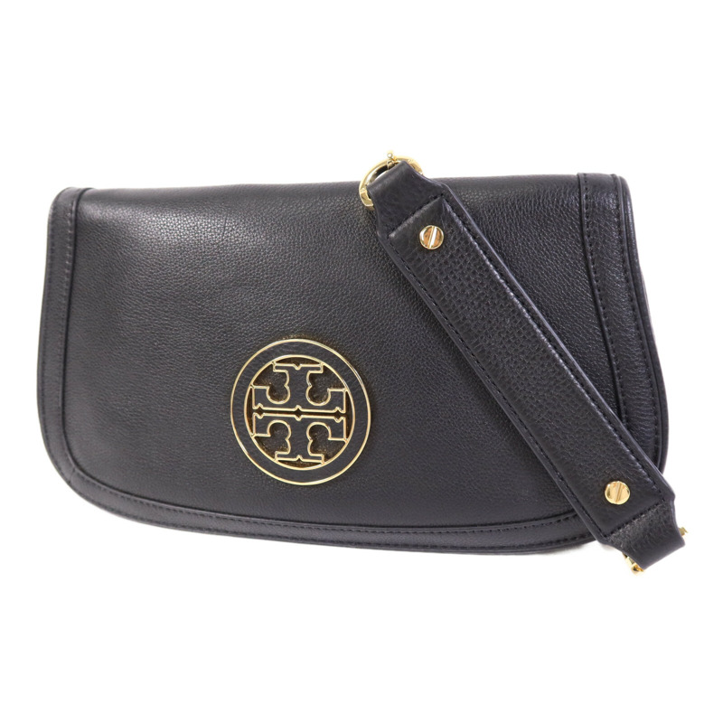Tory Burch 牛皮皮革Amanda Logo Clutch金扣鏈帶肩背袋-2