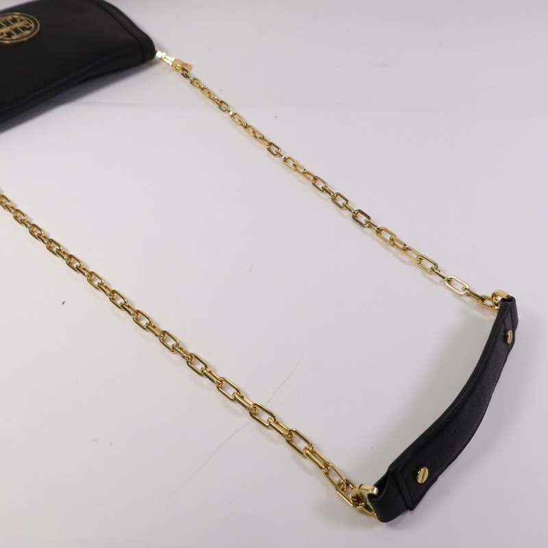 Tory Burch 牛皮皮革Amanda Logo Clutch金扣鏈帶肩背袋-8