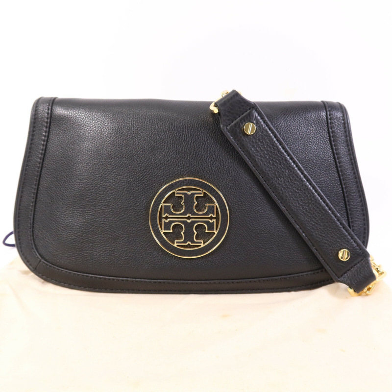 Tory Burch 牛皮皮革Amanda Logo Clutch金扣鏈帶肩背袋-9