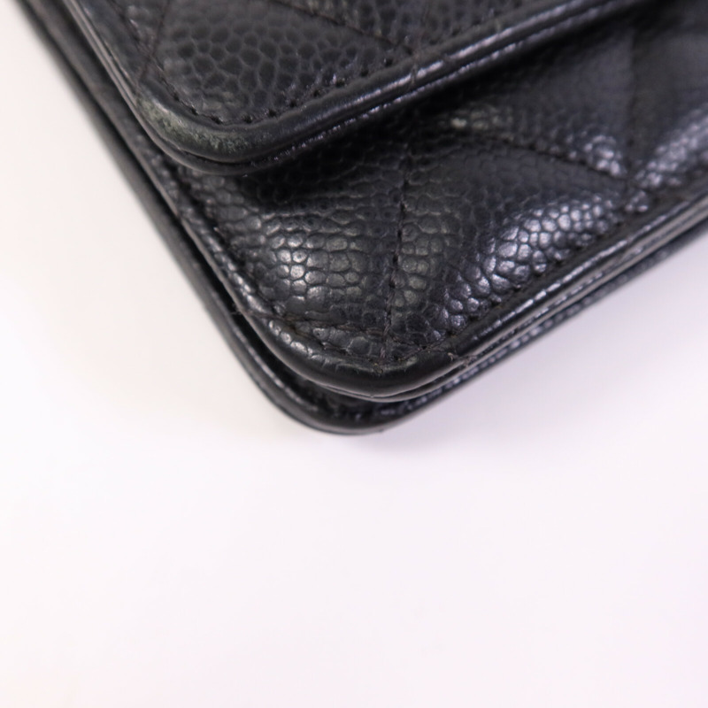 CHANEL 牛皮皮革WOC Wallet On Chain金扣鏈帶肩背袋-11