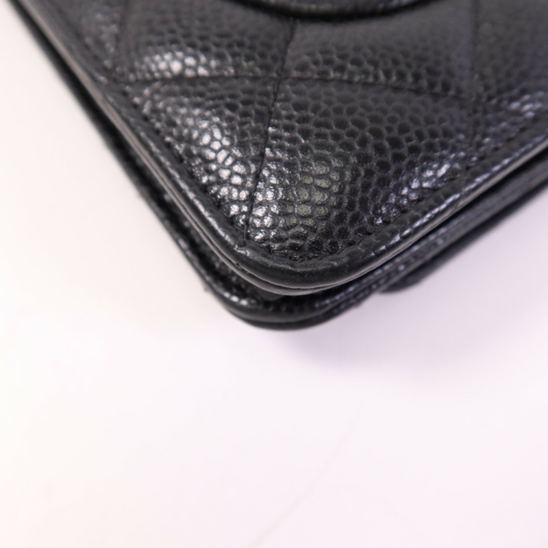 CHANEL 牛皮皮革WOC Wallet On Chain金扣鏈帶肩背袋-12