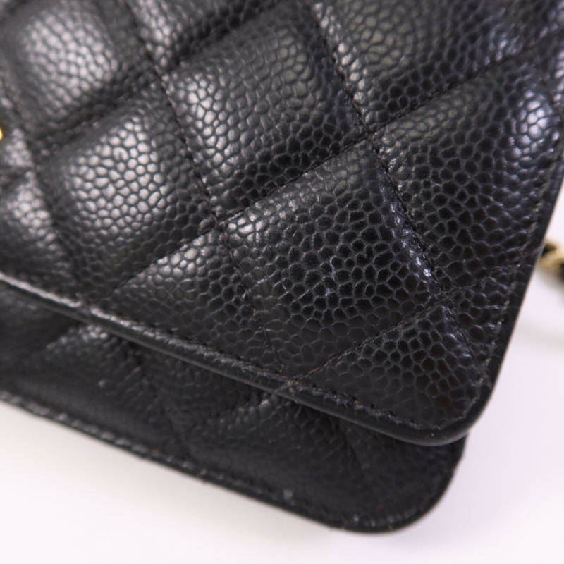 CHANEL 牛皮皮革WOC Wallet On Chain金扣鏈帶肩背袋-14