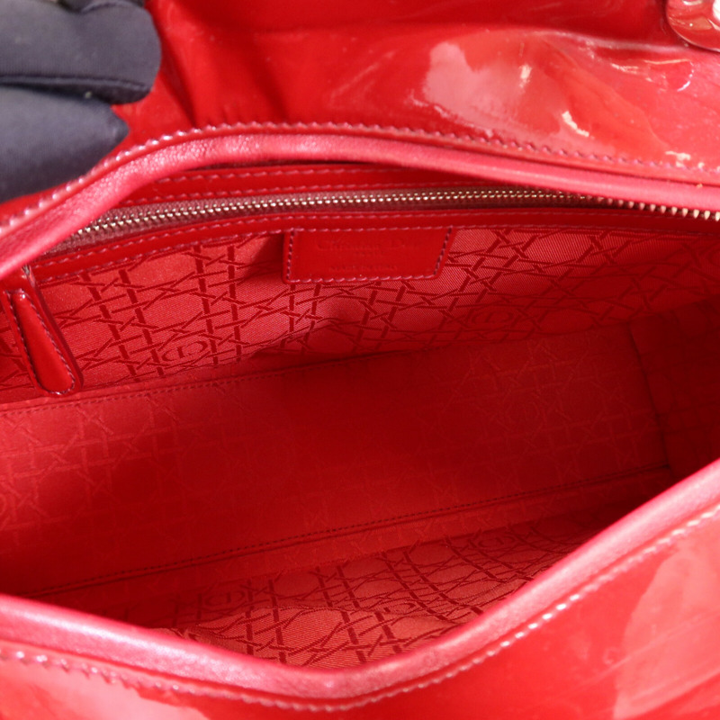 Dior 漆皮皮革Lady Dior Large銀扣肩背袋-4