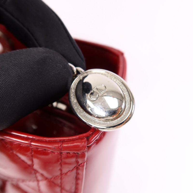 Dior 漆皮皮革Lady Dior Large銀扣肩背袋-6