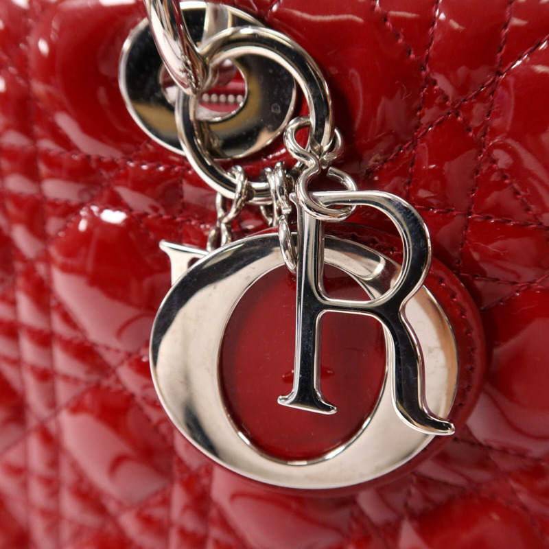 Dior 漆皮皮革Lady Dior Large銀扣肩背袋-7