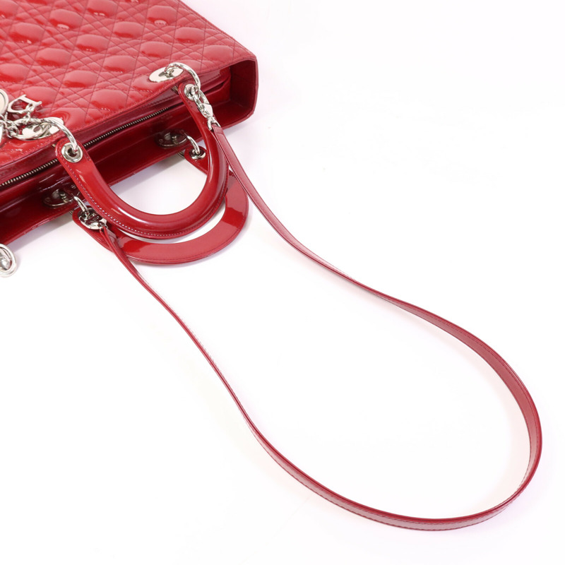 Dior 漆皮皮革Lady Dior Large銀扣肩背袋-9