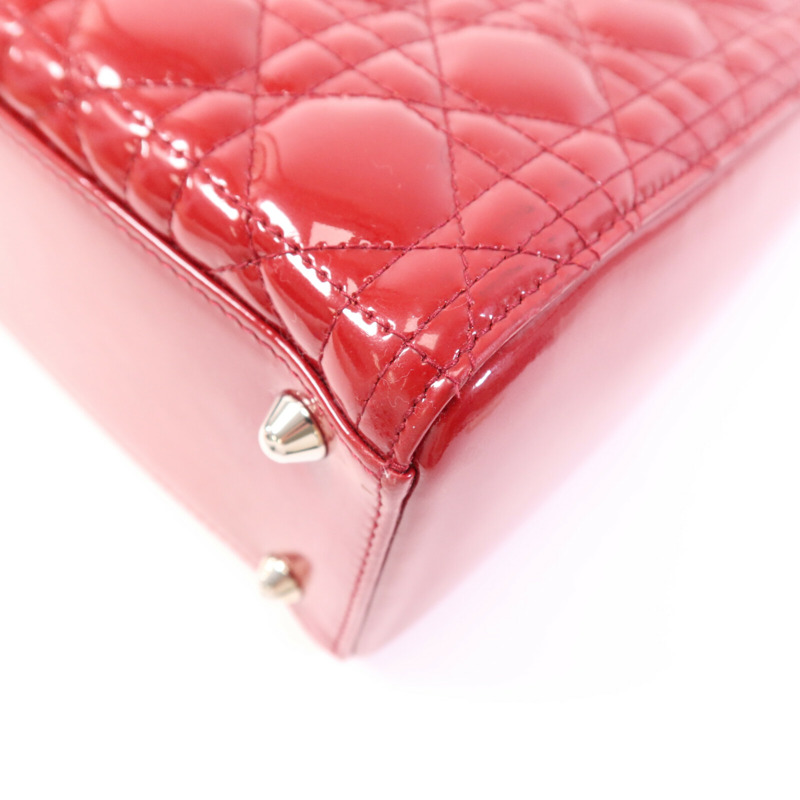 Dior 漆皮皮革Lady Dior Large銀扣肩背袋-10