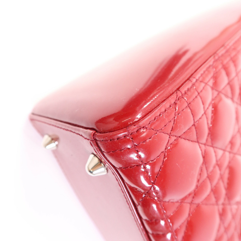 Dior 漆皮皮革Lady Dior Large銀扣肩背袋-11