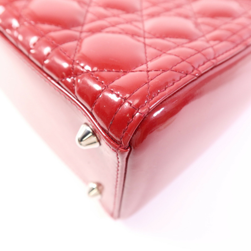 Dior 漆皮皮革Lady Dior Large銀扣肩背袋-12