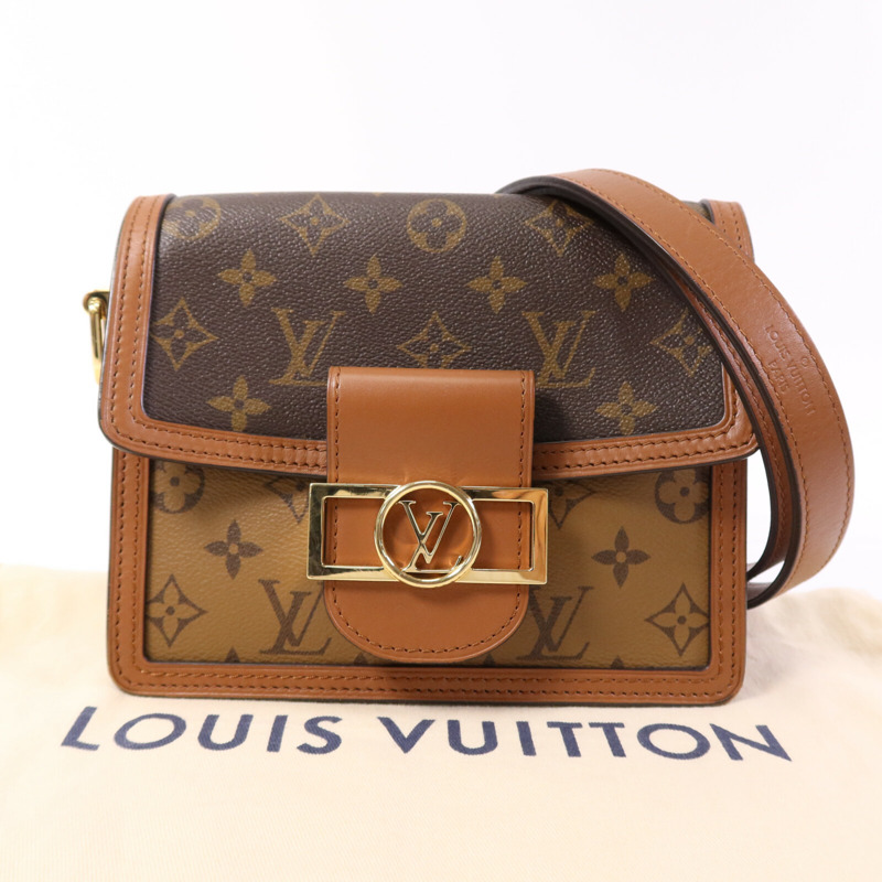 LOUIS VUITTON Monogram Reverse Mini Dauphine金扣肩背袋-9