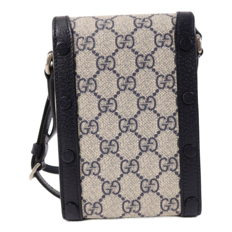 GUCCI 塗層帆布Horsebit 1955 Mini銀扣肩背袋-1