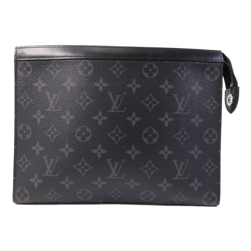 LOUIS VUITTON Monogram Eclipse Pochette Voyage MM銀扣手拿包-0